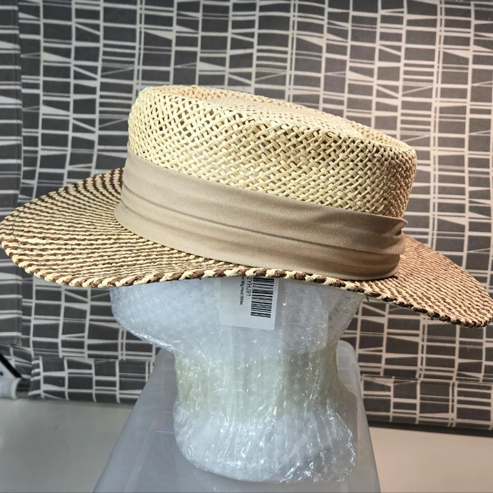 AHead Beige Straw Golf Hat Resortwear Travel SPF 50 - Picture 4 of 7